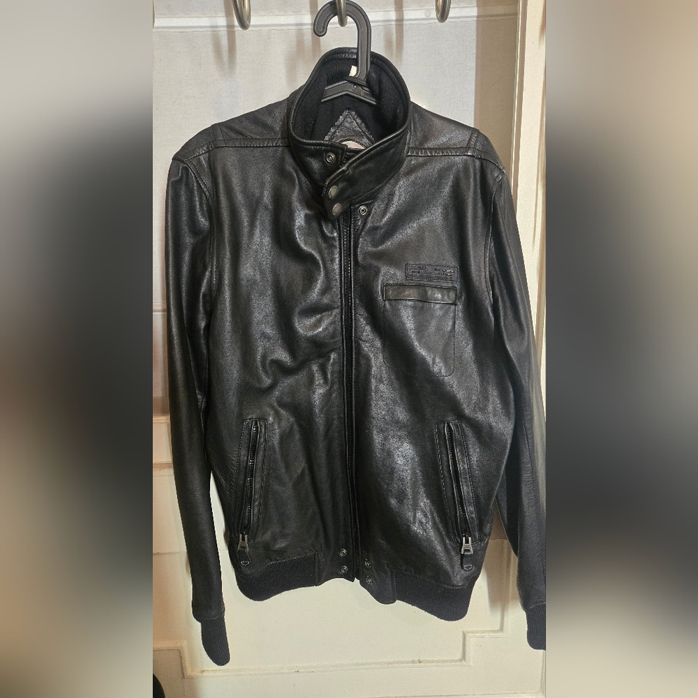 Men's Diesel Classic Black Leather Jacket